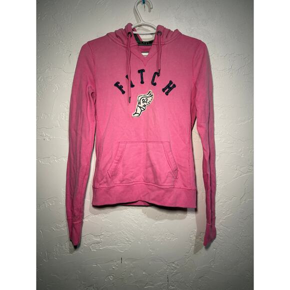 Abercrombie & Fitch vintage pink distressed logo hoodie womens small y2k 2000s - Picture 1 of 5